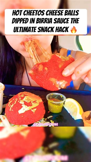 🔥Mixing Hot Cheetos Cheese Balls with Birria Sauce for the ultimate spicy dip challenge! #asmr