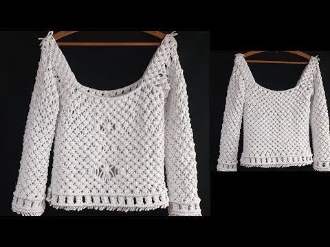 DIY Tutorial SUÉTER en MACRAMÉ. Step by step macrame sweater.
