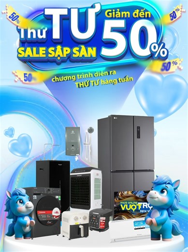 Deal khủng giữa tuần: THỨ 4 SALE SẬP SÀN – GIẢM LỚN ĐẾN 50% đã bùng nổ tại trang chủ ĐMX! 🔥 🌀 Máy giặt Casper 7.5kg chỉ 3.390.000 – giảm 14% 📺 Smart Tivi Samsung 32 inch sale đậm 33% – còn 4.190.000 💧 Máy lọc nước RO Kangaroo 12 lõi giảm kịch sàn 37% – chỉ 5.990.000 ❄️ Máy lạnh Nagakawa 1HP ưu đãi lớn – còn 6.490.000 giảm 25% 🌬️ Máy hút ẩm Panasonic giảm khủng 38% – chỉ 6.990.000 🧊 Tủ lạnh Toshiba 460L Side By Side giảm sâu 12% – còn 12.410.000 🎁 ĐẶC BIỆT: Đừng bỏ lỡ vòng xoay may