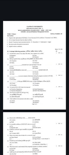 GANAPAT UNIVERSITY DIPLOMA SEM-4 IT ADVANCED DATABASE MANAGEMENT SYSTEM QUESTION PAPER 2025