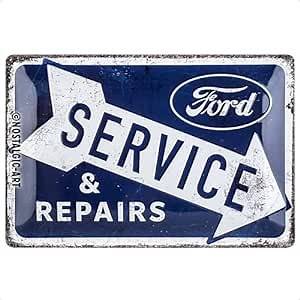 Nostalgic-Art Retro Tin Sign, Ford – Service & Repairs – Gift idea for car accessories fans, Metal Plaque, Vintage design for decoration, 7.9" x 11.8"