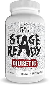 5% Nutrition Stage Ready Diuretic | Extra Strength Competition Diuretic | Fast Acting Weight Cut, Water Retention & Bloat Relief | Natural Formula w/Dandelion Root, Shavegrass, Uva Ursi (60 Pills)