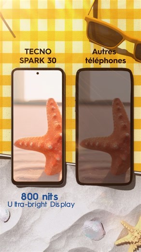 Avec le #SPARK30 et son écran ultra lumineux de #800nits, profitez d'une clarté éclatante, même sous la lumière directe du soleil. Vision parfaite à tout moment, où que vous soyez !💪✨📱 #SPARK30 #UltraBright #800Nits #5000mAh #TECNOMobileBf | TECNO Mobile