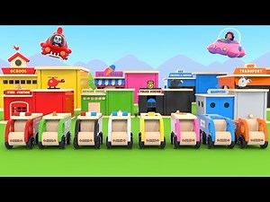Pinky and Panda Play with Toy Cars and Garage Toys