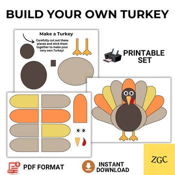 Build a Turkey Paper Craft | Thanksgiving Activity for Kids | Printable Fall