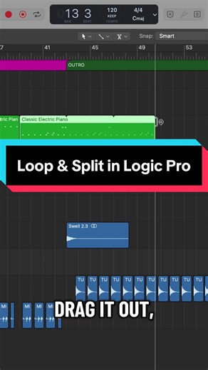 Quick loop and split in Logic Pro #logicprox #logicproxtips #logicprotutorial #logicprousers #logicprotips