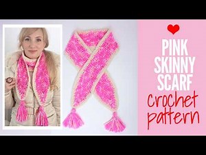 Skinny Scarf Crochet Pattern 🧶 Easy Pointed Scarf with Tassels