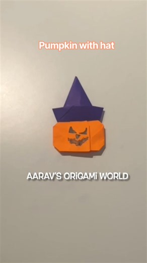 How to fold an easy origami pumpkin with hat for Halloween decor | step by step |