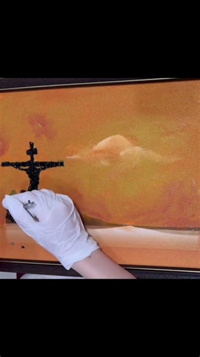 Natural Obsidian Crystal Oil Painting Jesus Christ was crucified Cross DIY Gifts