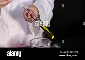 Experiment showing chemical reaction and smoke formation