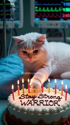 Poor white cat got sick and was hospitalized. #happybirthday #funny #kitten #aiandcats #o #aicats
