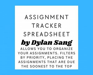 Assignment Tracker Spreadsheet (w/ Priority Filter) - Etsy Australia