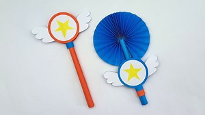 6.3K views · 153 reactions | How to fold paper fairy magic wand - DIY art and crafts - Handmade easy paper fan making #Crafts #PaperFan #PaperToy | Mr. Creator | Facebook