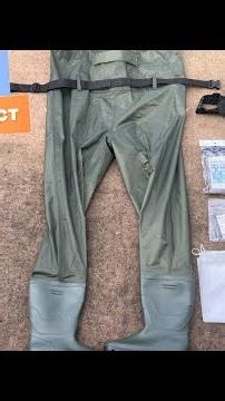 Durable chest waders with built in boots for water days