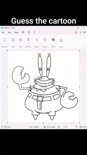 Can You Guess This Character? (Starts with “K”) 🤔 | Draw Krabs in MS Paint #shorts #drawing #mspaint