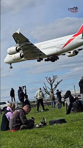 Planespotters gathered for this closeup!😳 Emirates Airbus A380 🇦🇪✈️👑. #emirates #airbusa380 #shorts