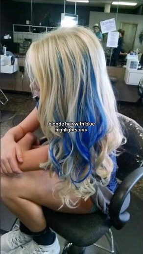 blonde hair with blue highlights #blondehair #bluehighlights #hair #aesthetic #fyp