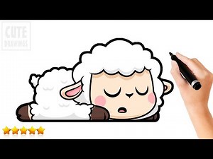 (◕⩊◕) HOW TO DRAW A BABY SHEEP SLEEPING CUTE AND EASY ⋆｡ﾟ☁︎｡⋆｡ ﾟ☾ ﾟ｡⋆