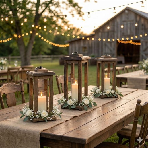 Wood Candle Lantern | Rustic Farmhouse Wedding Centerpiece - Etsy New Zealand