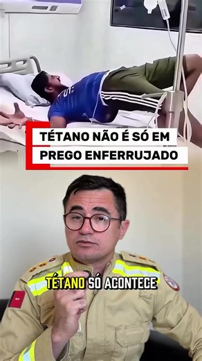 🚨 Tétano não acontece apenas quando alguém pisa em um prego enferrujado! 🦠 A bactéria causadora do tétano pode estar na terra, poeira, lama, fezes de animais, água suja e objetos contaminados. ⚠️ Ela pode entrar no corpo através de: 🔹 Cortes 🔹 Perfurações 🔹 Queimaduras 🔹 Mordidas de animais 🔹 Feridas em contato com sujeira 😨 Depois de entrar no organismo, a bactéria libera uma toxina que ataca o sistema nervoso. Os principais sinais de alerta são: 😬 Travamento da mandíbula 💪 Rigidez mu
