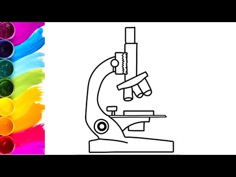 Microscope Drawing 🌈💛💙🧡💖 and coloring for kids, Toddlers | How to Draw Easy
