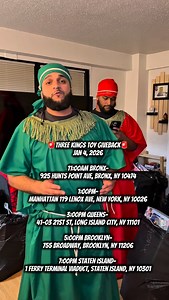 🚨 THREE KINGS GIVEBACK 🚨 January 4, 2025 11:00 AM — Bronx 925 Hunts Point Ave Bronx, NY 10474 1:00 PM — Manhattan 119 Lenox Ave New York, NY 10026 3:00 PM — Queens 41-03 21st St Long Island City, NY 11101 5:00 PM — Brooklyn 755 Broadway Brooklyn, NY 11206 7:00 PM — Staten Island 1 Ferry Terminal Viaduct Staten Island, NY 10301 | Carlos Galindez