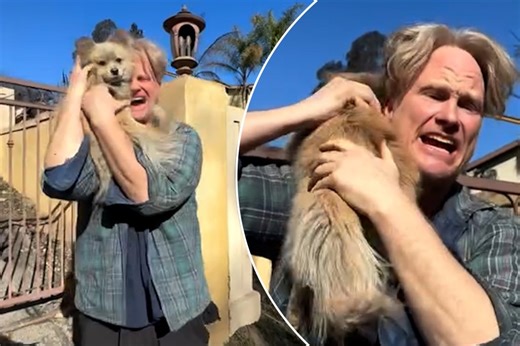 Emotional moment man who lost home in the Palisades Fire is reunited with pet dog