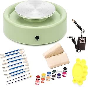 Mini Pottery Wheel for Adults, 6”Pottery Wheel for Kids, 0-300 RPM Adjustable Speed, Kids Pottery Wheel Kit for Beginners, Electric Clay Wheel with Pottery Shaping Tools