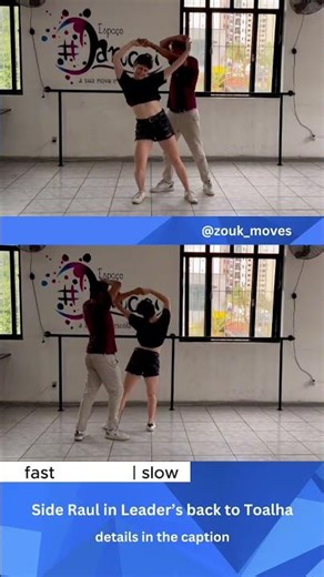 Side Raul in Leader's back to Toalha (@zouk_moves - Brazilian Zouk Moves Glossary, Tutorials)