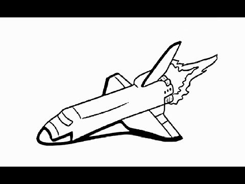 How to draw "Space rocket shuttle" pencil drawing step by step