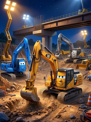 La excavadora negra apareció en la tormenta 😱 #viralvideo #cars #caterpillar #volvo #construccion