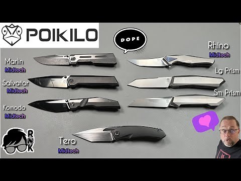 Review/impressions of 7 Poikilo Knives… 5 Midtechs & 2 unique designs… manufacturing excellence!