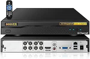 DVR 8-Channel Hybrid Capability 5-in-1 Digital Video Recorder 5.0MP HD Security DVR Recorder AHD/Analog/TVI/CVBS/IP Security Camera, Max to 6TB (NO HDD)