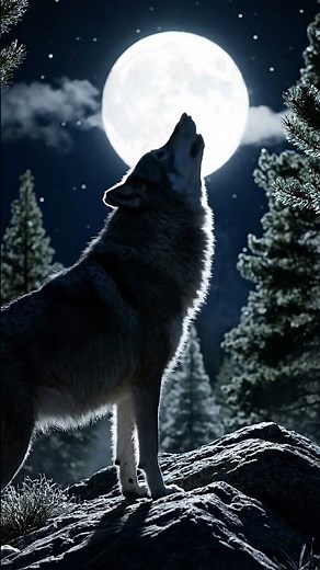Real Wolf Howling Under the Full Moon 🌕🐺