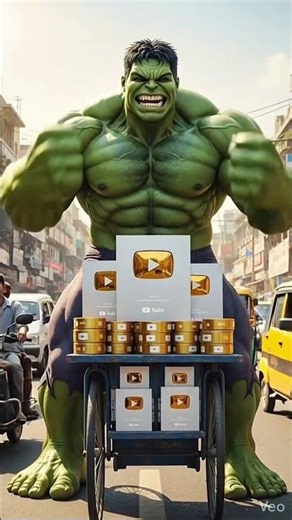 Hulk’s 100M Play Button Reaction 😂#Hulk#HulkFunny#PlayButton#YouTubeAwards
