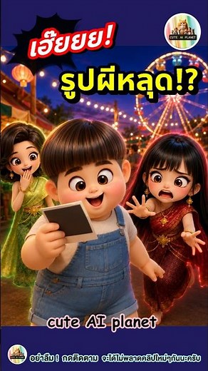 ผีตะเคียนโป๊ะกลางงานวัด! รูปถ่ายใบเดียวทำผีแตกตื่น | cuteAIplanet #การ์ตูน #คลิปตลก #cartoon #shorts