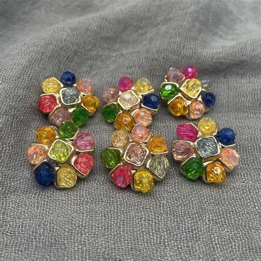 Colorful Bead Flower Buttons for Blazer, Jewelry Gift for Crafters, 23mm Shank Coat Fasteners - Etsy