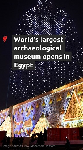 9.8K views · 176 reactions | Prime ministers, presidents and royalty have gathered to witness the unveiling of the world's largest archaeological museum in Egypt. Spanning half a million square metres, officials say the Grand Egyptian Museum is home to the world's largest collection devoted to a single civilisation and are hoping the museum can boost tourism to help its battered economy. For the latest news, visit: https://bit.ly/4nWvzcP | SBS News | Facebook