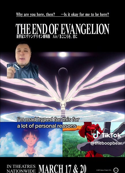 #greenscreen The End of Evangelion is officially coming to US theatres March 17 & 20th in Japanese dub with Eng subtitles only #anime #animetiktok #animemovies #neongenesisevangelion #theendofevangelion #hideakianno #fypシ