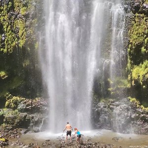 OK, so... don't do this. We often see people taking a shower under massive waterfalls. Doesn't take a a very big piece of debris washing over the top to injure or kill someone. #waterfalls #Mauiwaterfalls #mauihiking #hiking | Maui Hawaii