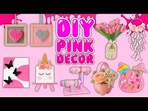 Girly Pink Room Decor – DIY Wall Decor, Jewelry Organizer, Dreamcatcher, Painting, Flowers...