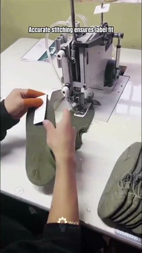 Automatic Label Sewing Process on Fabric Using Industrial Machine