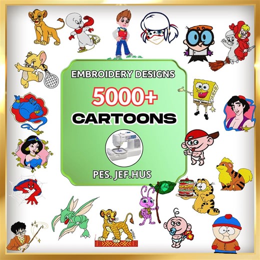 5000  Cartoon Machine Embroidery Designs Bundle - Massive Mega Character Collection - PES, JEF, HUS - Instant Download - Etsy