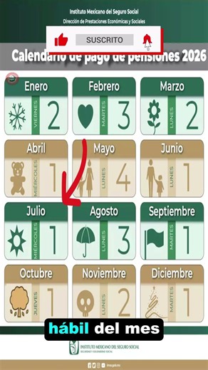 When is the IMSS July 2026 pension payment?