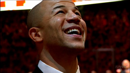 Jarome Iginla’s iconic #12 was raised to the Saddledome's rafters Saturday: www.cbc.ca/1.5040233 (Video: NHL/Sportsnet) | CBC Calgary