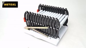 12FT Wall Mounted Attic Ladder Pull Down System, 12-Step Al-Mg Alloy Collapsible Ladder Pull Down Attic Stairs, 900LBS Capacity Foldable Loft Stairs with Armrests