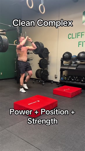 Clean complex today. 1 power clean 1 hang clean 1 front squat Power off the floor. Speed under the bar. Strength in the catch. Complexes expose weaknesses and sharpen technique. #CliffDynamicFitness #OlympicWeightlifting #CleanComplex #PowerClean #HangClean