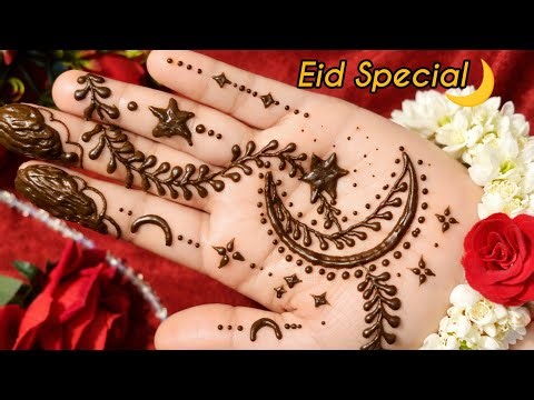 Eid Mehndi design 🌙 🥳/ Chand raat mehandi design / Moon Mehndi Trick / मेहंदी डिज़ाइन ट्रिक 🌙✨