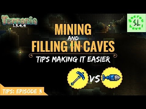 Terraria 1.3.4.4 TIPS | Mining & Filling in Caves | Making it Easier | Episode 3