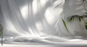 Studio Background with Leaf Shadows for Product Display Design. Concept Studio Background, Leaf Shadows, Product Display Design